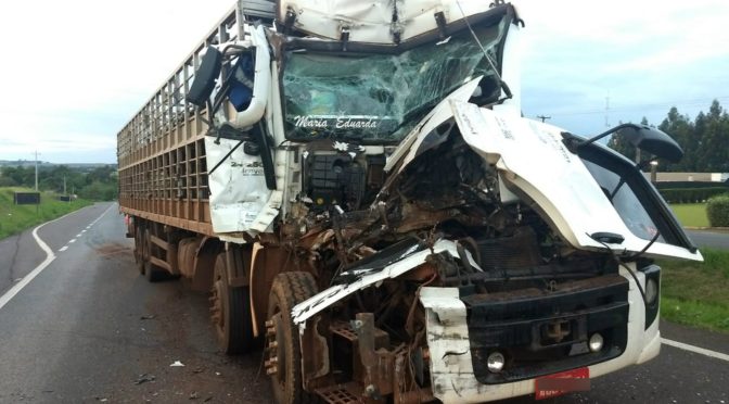 Motorista de caminhão dorme ao volante e sai ileso de acidente que destruiu cabine